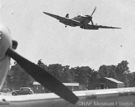 Low flying Spitfire over Hornchurch